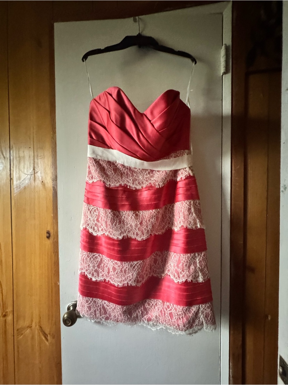 SORELLA VITA Strapless Pink Dress with Cream Lace